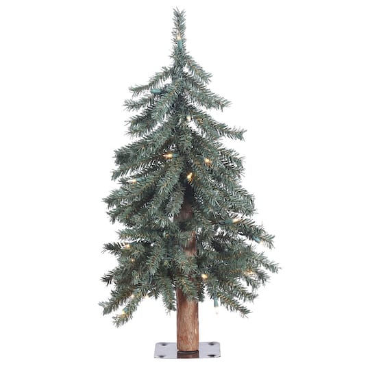 2ft. Pre-Lit Natural Bark Alpine Artificial Christmas Tree, Clear Lights